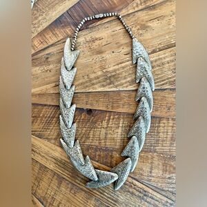 Vintage Handcrafted silver fish Beaded Necklace adorable!